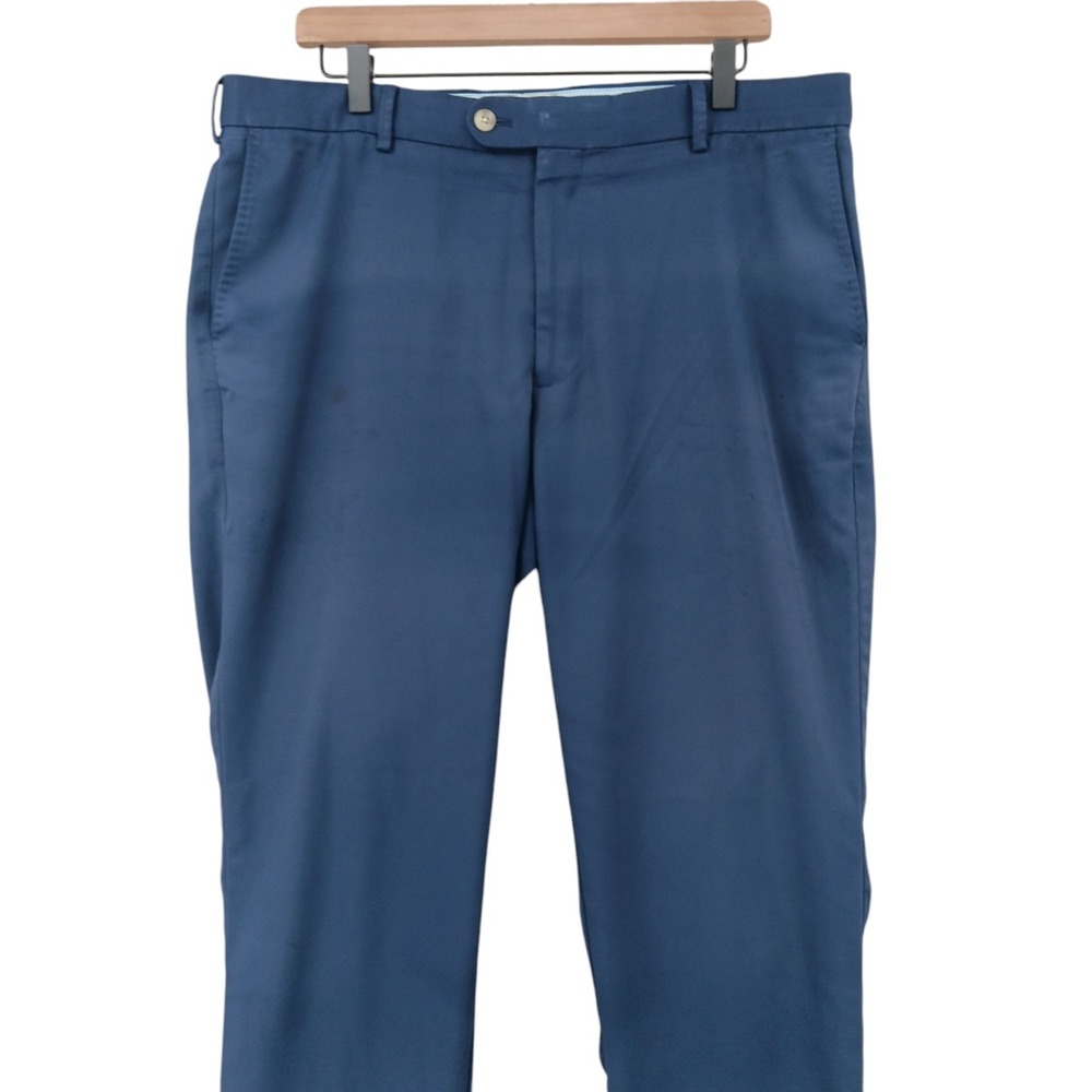 Peter Millar Pants Mens 36x31 (Tag 36x32) Blue Flat Front Polyester Golf EB78 - Picture 10 of 15